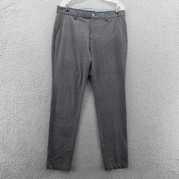 Adidas Golf Pants 34x34 Gray‎ Check Slim Fit Mens Stretch Lightweight Trousers - Picture 1 of 13